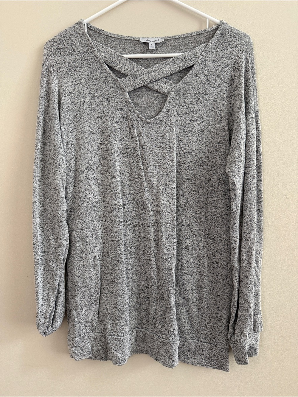 white birch Heather Gray Crisscross Neck Sweatshirt